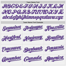 Laden Sie das Bild in den Galerie-Viewer, Custom White (Purple Gray Pinstripe) Purple-Gray Authentic Baseball Jersey
