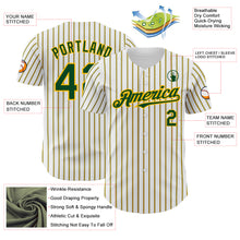Load image into Gallery viewer, Custom White (Green Gold Pinstripe) Green-Gold Authentic Baseball Jersey
