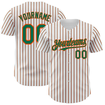 Custom White (Kelly Green Orange Pinstripe) Kelly Green-Orange Authentic Baseball Jersey