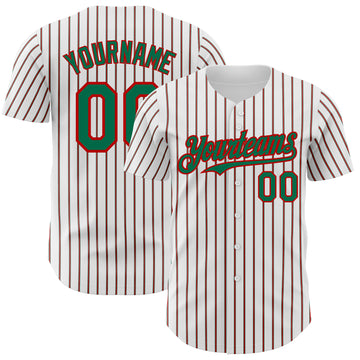 Custom White (Kelly Green Red Pinstripe) Kelly Green-Red Authentic Baseball Jersey