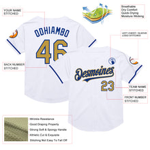Загрузить изображение в средство просмотра галереи, Custom White Old Gold-Royal Mesh Authentic Throwback Baseball Jersey
