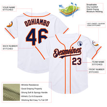 Laden Sie das Bild in den Galerie-Viewer, Custom White Navy-Orange Mesh Authentic Throwback Baseball Jersey
