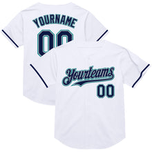 Загрузить изображение в средство просмотра галереи, Custom White Navy Gray-Teal Mesh Authentic Throwback Baseball Jersey
