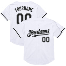 Загрузить изображение в средство просмотра галереи, Custom White Black-Gray Mesh Authentic Throwback Baseball Jersey
