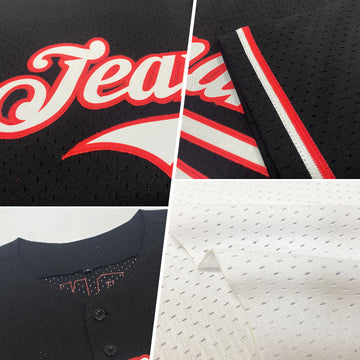 Custom White Old Gold-Black Mesh Authentic Throwback Baseball Jersey