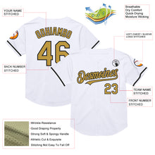Laden Sie das Bild in den Galerie-Viewer, Custom White Old Gold-Black Mesh Authentic Throwback Baseball Jersey
