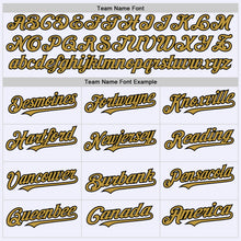Laden Sie das Bild in den Galerie-Viewer, Custom White Old Gold-Black Mesh Authentic Throwback Baseball Jersey
