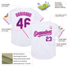 Load image into Gallery viewer, Custom White Purple-Pink Mesh Authentic Throwback Baseball Jersey
