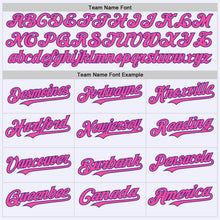 Load image into Gallery viewer, Custom White Purple-Pink Mesh Authentic Throwback Baseball Jersey
