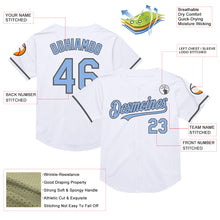 Laden Sie das Bild in den Galerie-Viewer, Custom White Light Blue-Steel Gray Mesh Authentic Throwback Baseball Jersey
