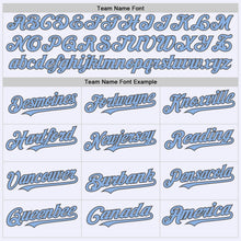 Laden Sie das Bild in den Galerie-Viewer, Custom White Light Blue-Steel Gray Mesh Authentic Throwback Baseball Jersey
