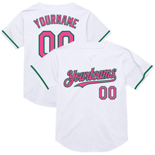 Laden Sie das Bild in den Galerie-Viewer, Custom White Pink-Kelly Green Mesh Authentic Throwback Baseball Jersey
