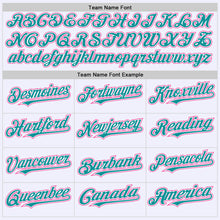 Загрузить изображение в средство просмотра галереи, Custom White Pink-Teal Mesh Authentic Throwback Baseball Jersey
