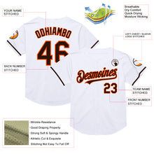 Laden Sie das Bild in den Galerie-Viewer, Custom White Brown-Orange Mesh Authentic Throwback Baseball Jersey
