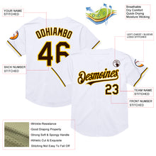 Laden Sie das Bild in den Galerie-Viewer, Custom White Brown-Yellow Mesh Authentic Throwback Baseball Jersey

