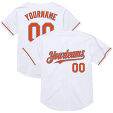 Laden Sie das Bild in den Galerie-Viewer, Custom White Orange-Powder Blue Mesh Authentic Throwback Baseball Jersey
