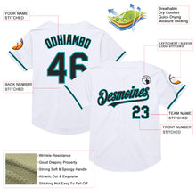 Laden Sie das Bild in den Galerie-Viewer, Custom White Black-Teal Mesh Authentic Throwback Baseball Jersey

