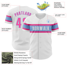 Charger l&#39;image dans la galerie, Custom White Pink-Light Blue Authentic Baseball Jersey
