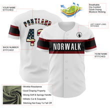 Load image into Gallery viewer, Custom White Vintage USA Flag Black-Maroon Authentic Baseball Jersey
