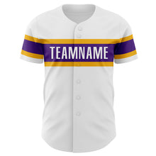 Charger l&#39;image dans la galerie, Custom White Purple-Gold Authentic Baseball Jersey

