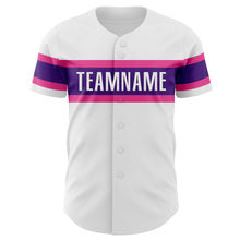 Laden Sie das Bild in den Galerie-Viewer, Custom White Purple-Pink Authentic Baseball Jersey

