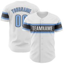 Laden Sie das Bild in den Galerie-Viewer, Custom White Light Blue-Steel Gray Authentic Baseball Jersey
