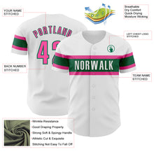 Загрузить изображение в средство просмотра галереи, Custom White Pink-Kelly Green Authentic Baseball Jersey
