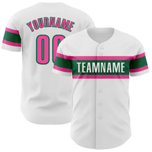 Загрузить изображение в средство просмотра галереи, Custom White Pink-Kelly Green Authentic Baseball Jersey
