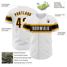 Load image into Gallery viewer, Custom White Brown-Gold Authentic Baseball Jersey
