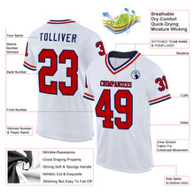 Laden Sie das Bild in den Galerie-Viewer, Custom White Red-Navy Mesh Authentic Throwback Football Jersey
