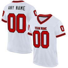 Laden Sie das Bild in den Galerie-Viewer, Custom White Red-Black Mesh Authentic Throwback Football Jersey

