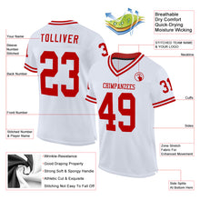 Laden Sie das Bild in den Galerie-Viewer, Custom White Red Mesh Authentic Throwback Football Jersey
