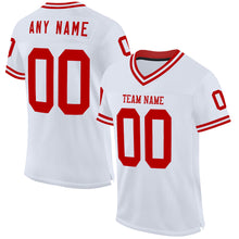 Laden Sie das Bild in den Galerie-Viewer, Custom White Red Mesh Authentic Throwback Football Jersey
