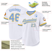 Laden Sie das Bild in den Galerie-Viewer, Custom White Light Blue-Gold Authentic Throwback Baseball Jersey
