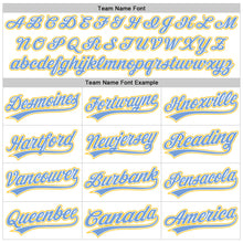 Laden Sie das Bild in den Galerie-Viewer, Custom White Light Blue-Gold Authentic Throwback Baseball Jersey
