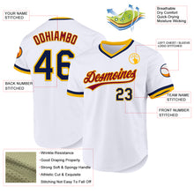 Laden Sie das Bild in den Galerie-Viewer, Custom White Navy-Gold Authentic Throwback Baseball Jersey
