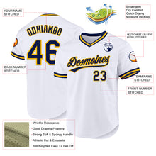 Laden Sie das Bild in den Galerie-Viewer, Custom White Navy-Gold Authentic Throwback Baseball Jersey
