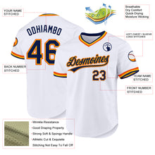 Laden Sie das Bild in den Galerie-Viewer, Custom White Navy Gold-Orange Authentic Throwback Baseball Jersey
