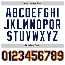 Laden Sie das Bild in den Galerie-Viewer, Custom White Navy Gold-Orange Authentic Throwback Baseball Jersey
