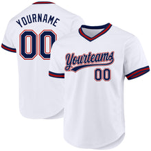 Laden Sie das Bild in den Galerie-Viewer, Custom White Navy-Red Authentic Throwback Baseball Jersey
