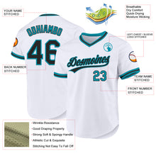 Laden Sie das Bild in den Galerie-Viewer, Custom White Black-Teal Authentic Throwback Baseball Jersey
