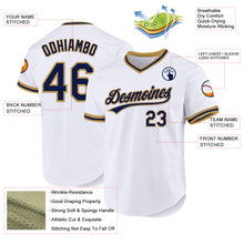 Laden Sie das Bild in den Galerie-Viewer, Custom White Navy-Old Gold Authentic Throwback Baseball Jersey
