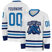 Загрузить изображение в средство просмотра галереи, Custom White Blue Navy-Gray Hockey Jersey
