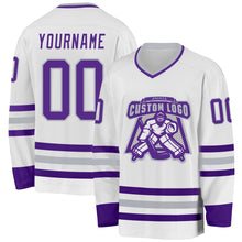 Загрузить изображение в средство просмотра галереи, Custom White Purple-Gray Hockey Jersey
