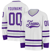Загрузить изображение в средство просмотра галереи, Custom White Purple-Gray Hockey Jersey

