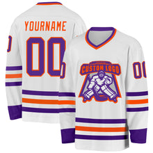 Загрузить изображение в средство просмотра галереи, Custom White Purple-Orange Hockey Jersey
