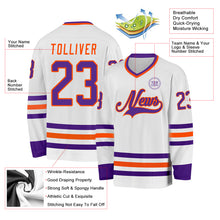 Загрузить изображение в средство просмотра галереи, Custom White Purple-Orange Hockey Jersey
