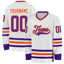 Загрузить изображение в средство просмотра галереи, Custom White Purple-Orange Hockey Jersey
