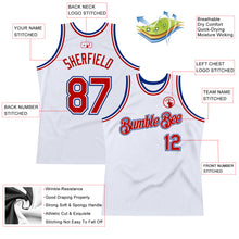 Load image into Gallery viewer, Custom White Red-Royal Authentic Throwback Basketball Jersey

