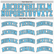 Laden Sie das Bild in den Galerie-Viewer, Custom White Black Pinstripe Sky Blue Authentic Basketball Jersey
